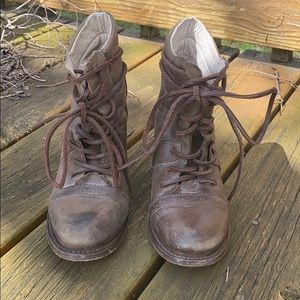 Freebird Cage brown heeled combat boot